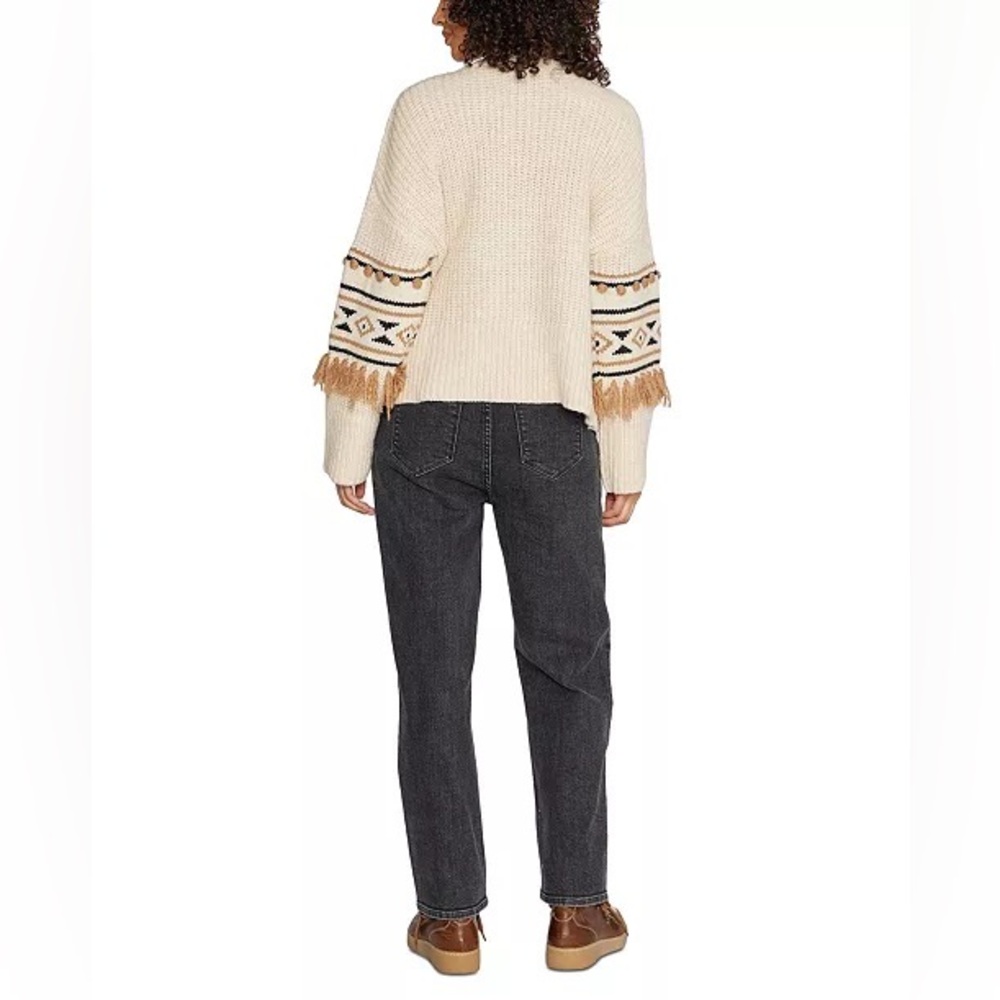 NEW Driftwood x Free People Tassel Geo-Print Dropped-Shoulder Sweater Cream XL - Picture 2 of 13